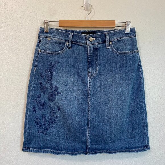 Talbots Embroidered Denim Mini Skirt A Line Size 6 - Picture 1 of 5